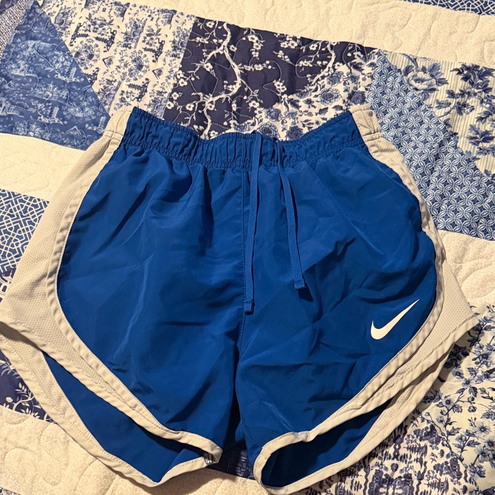Nike Women's Royal Blue and Gray Athletic Shorts